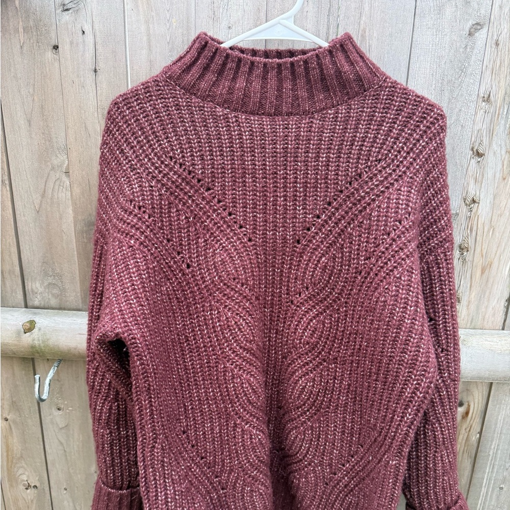 Cozy Cable Knit Turtleneck Sweater - Dusty Rose